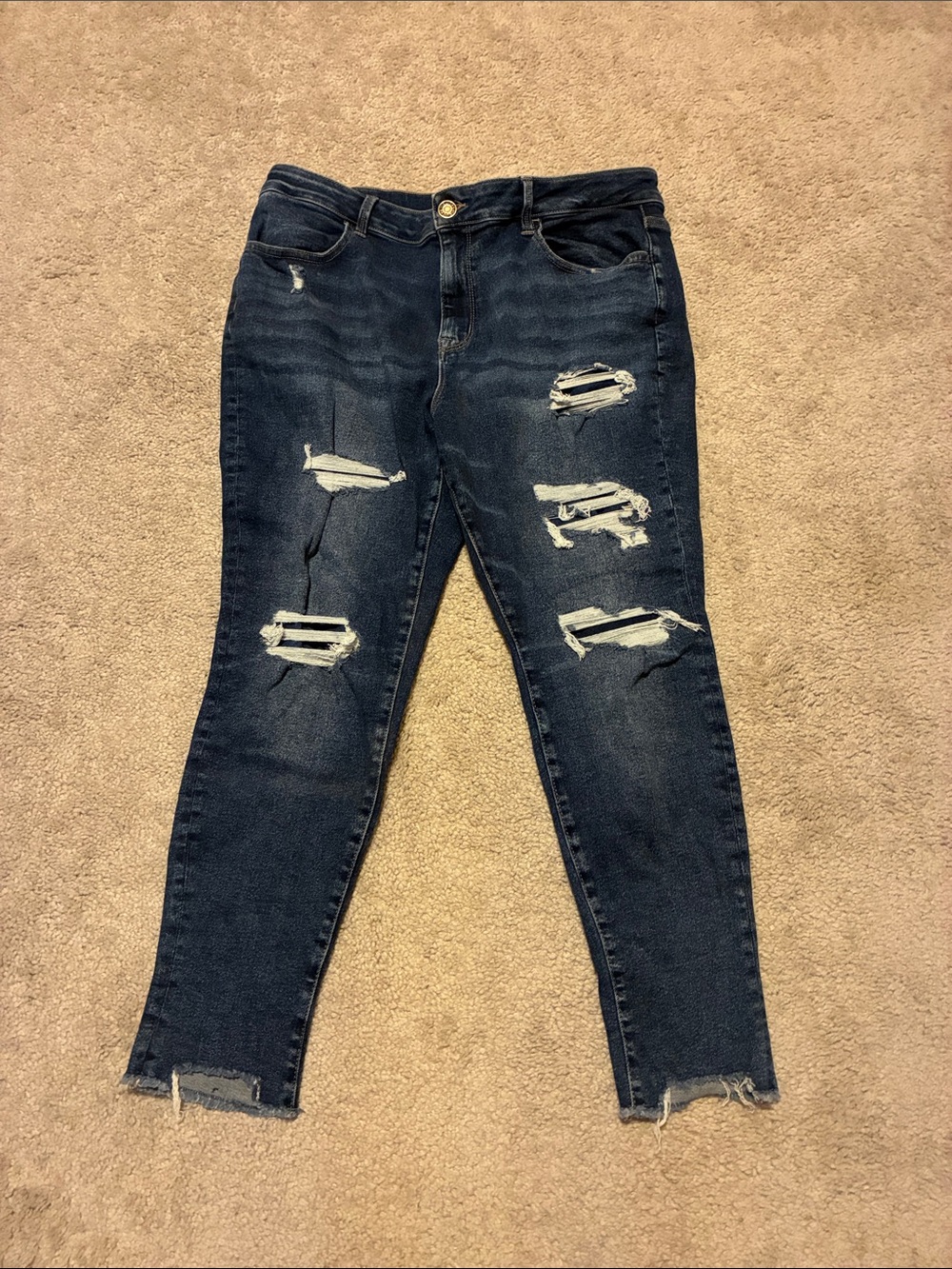 Dark Blue Distressed Women’s Skinny Jeans